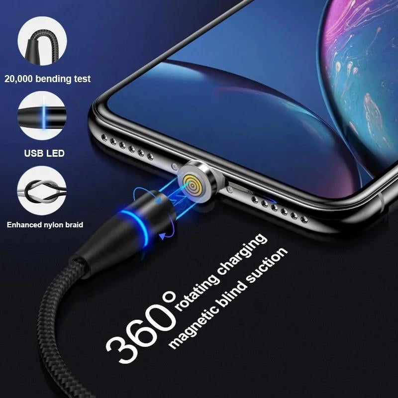 Magnetic 3 in 1 USB Fast Charging Cable Devices Smartphone Charger Computer Cellphone Electronic