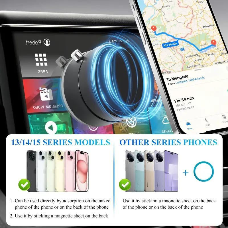360° Adjustable Vacuum Magnetic Phone Holder, Suction Cup Phone Mount for Magsafe, Portable Cell Phone Magnetic Foldable Phone Stand Adjustable Magnetic Car Phone Mount Adjustable Magnetic Phone Stand Universal Car Phone Holder Mount