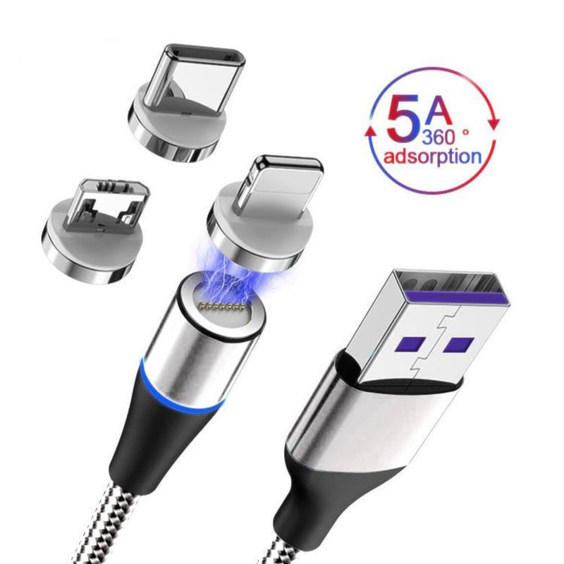 Magnetic 3 in 1 USB Fast Charging Cable Devices Smartphone Charger Computer Cellphone Electronic