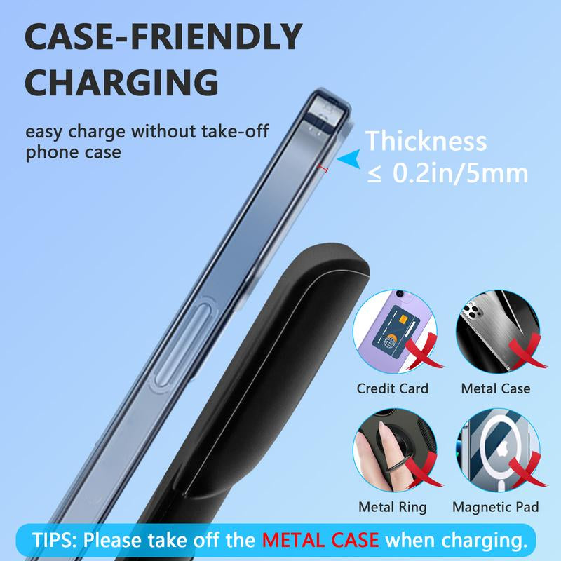3 in 1 Wireless Charging Station for Apple15W Foldable Charging Station for Samsung Devices, Qi-Certified for Iphone 15/14/13/12/11/Pro/Max/X/Xr/Iwatch-Se/6/5/4/3/2 & Airpods, Included QC-3.0 Adapter