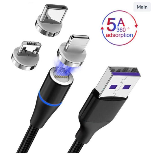 Magnetic 3 in 1 USB Fast Charging Cable Devices Smartphone Charger Computer Cellphone Electronic