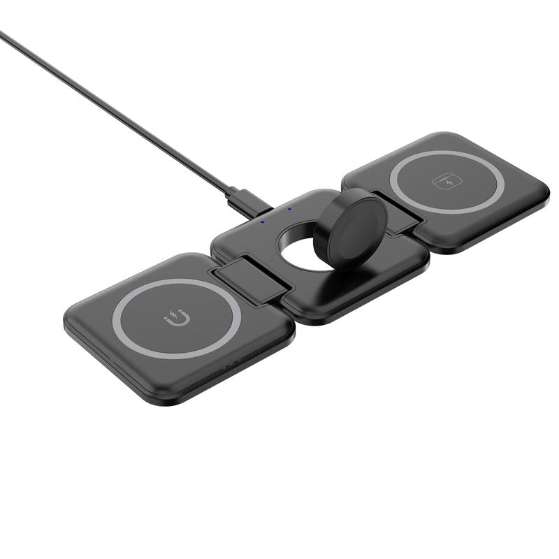 OMG! Nano 3 in 1 Wireless Charger for Iphone,Magnetic Foldable 3 in 1 Charging Station,Travel Charger for Multiple Devices for Iphone 15/14/13/12 Series,Airpods Pro,Iwatch Smartphone Electronic Pad Cellphone