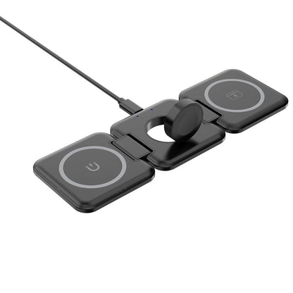 OMG! Nano 3 in 1 Wireless Charger for Iphone,Magnetic Foldable 3 in 1 Charging Station,Travel Charger for Multiple Devices for Iphone 15/14/13/12 Series,Airpods Pro,Iwatch Smartphone Electronic Pad Cellphone