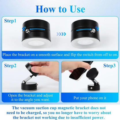 360° Adjustable Vacuum Magnetic Phone Holder, Suction Cup Phone Mount for Magsafe, Portable Cell Phone Magnetic Foldable Phone Stand Adjustable Magnetic Car Phone Mount Adjustable Magnetic Phone Stand Universal Car Phone Holder Mount