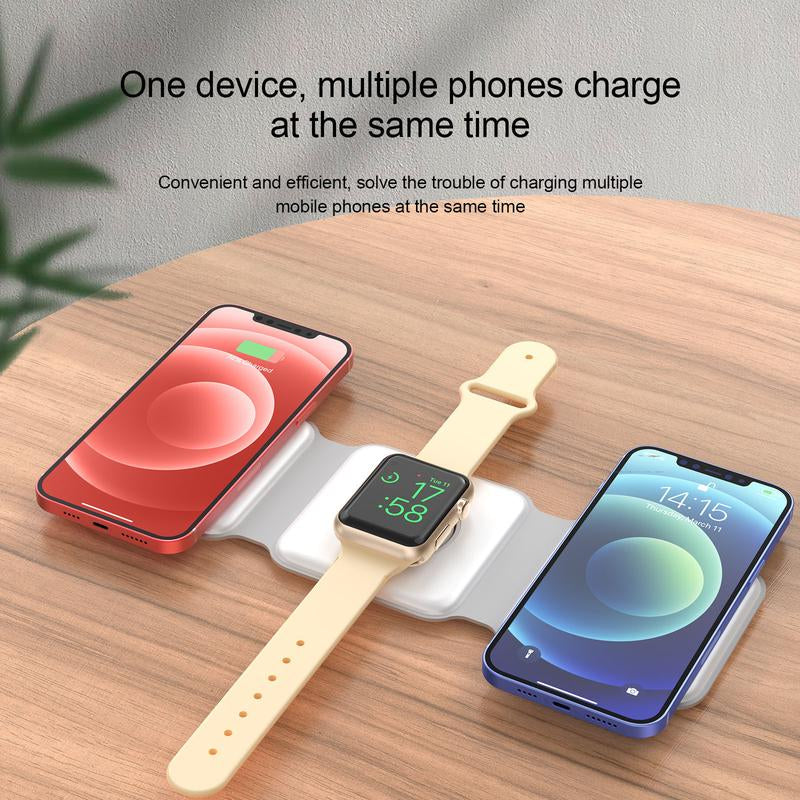 OMG! Nano 3 in 1 Wireless Charger for Iphone,Magnetic Foldable 3 in 1 Charging Station,Travel Charger for Multiple Devices for Iphone 15/14/13/12 Series,Airpods Pro,Iwatch Smartphone Electronic Pad Cellphone