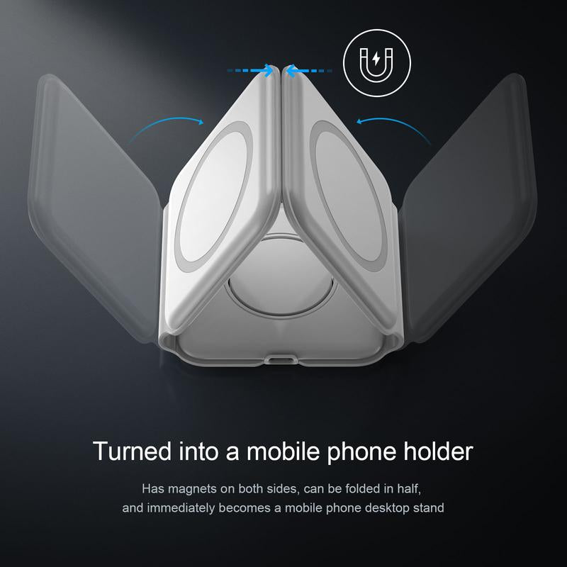 OMG! Nano 3 in 1 Wireless Charger for Iphone,Magnetic Foldable 3 in 1 Charging Station,Travel Charger for Multiple Devices for Iphone 15/14/13/12 Series,Airpods Pro,Iwatch Smartphone Electronic Pad Cellphone
